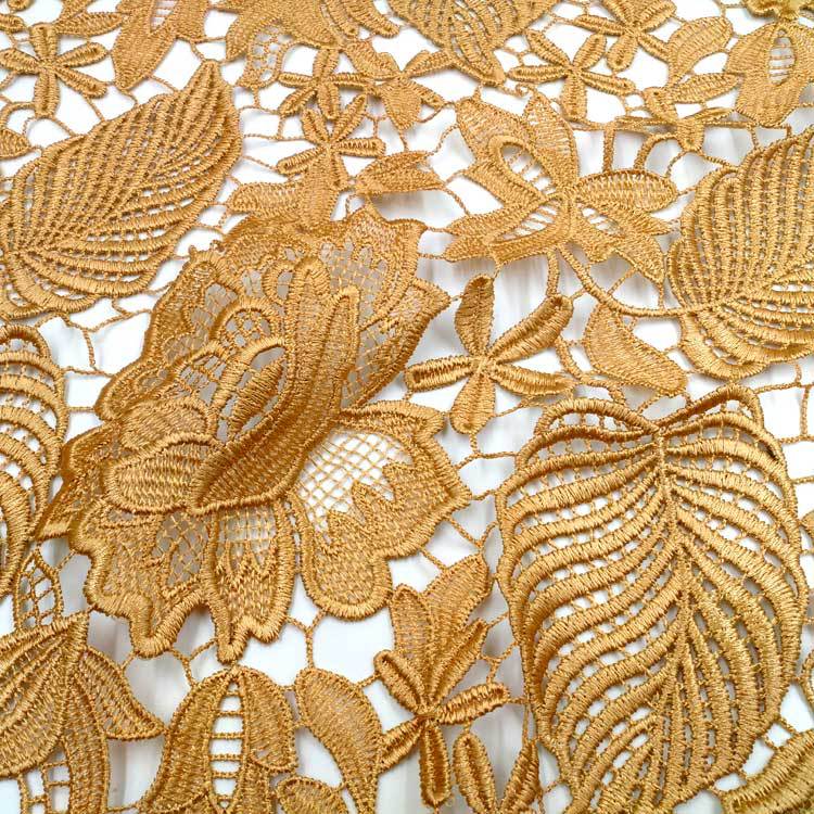 Water Soluble Lace, Embroidered Cloth, Leaf Pattern, Three-Dimensional, Hollow, Polyester Silk, Full Width, Embroidered Fabric
