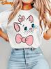 MINISO Womens Disney Marie Cat TShirt ONeck Shortsleeve Casual Oversize Comfortable Streetwear Top Clothing Vacation