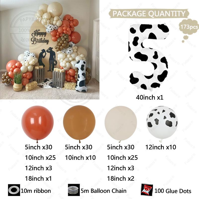 173pcs Coral Caramel Balloon Garland Cowgirl Baby Shower Farmyard Birthday Gender Reveal Globos Bride To Be Wedding Decoration