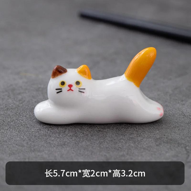 1pc Ceramic Cute Chopstick Holder Tableware Japanese Style Underglaze Restaurant Simple Oval Spoon Bracket Utensil for Kitchen