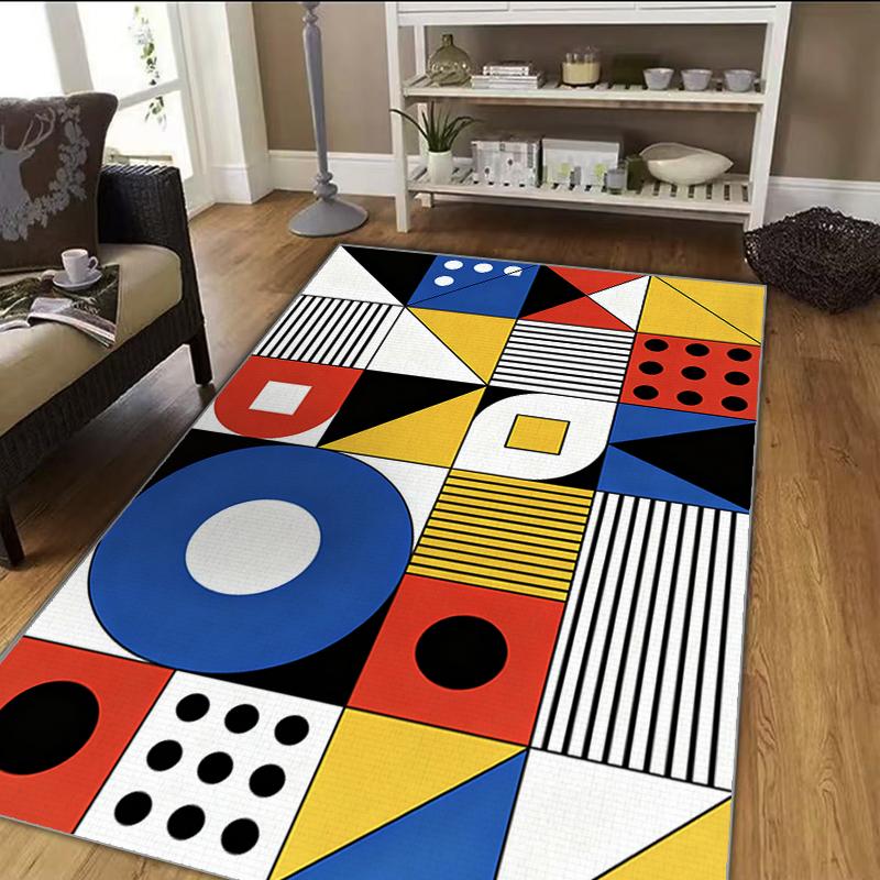 VIKAMA Abstract Geometric Crystal Flocking Bedside Carpets for Living Room Sofa Doormat Tables Mat Kitchen Non-slip Floor Rug