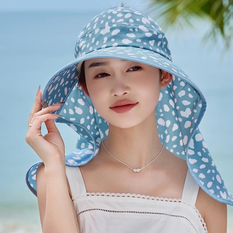 Masque facial protection solaire et UV, grands bords, châle ouvert sur le dessus, chapeau de soleil intégré pour femmes