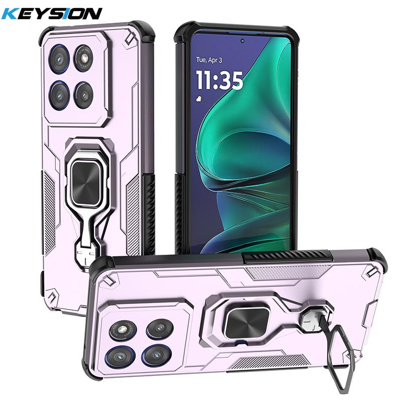 KEYSION Etui wstrząsoodporne dla Motorola Edge 60 Pro 5G 60 Fusion 60S Stojak pierścień do oglądania na żywo Pokrowiec na telefon dla Edge 60 Stylus 5G