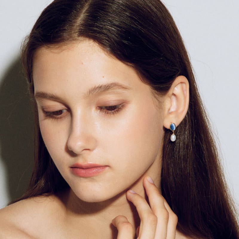 Les Bijoux Philosophy LB_Blau Edelstein Perlenohrring