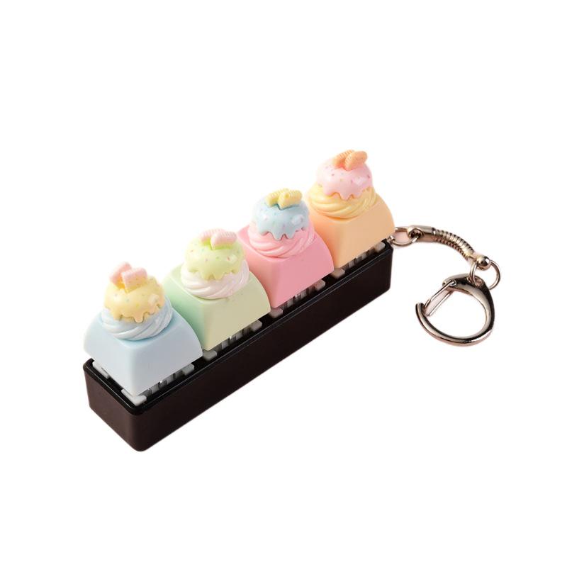 Cartoon Bread Button Squeeze Toy Keychain: Stress Relief and Distraction Gadget