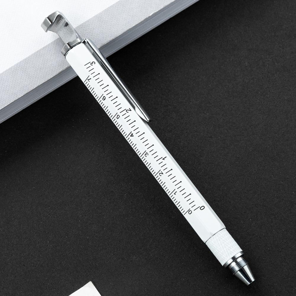 Portable Metal Multi Tool Pen 7-in-1 With Bottle Opener Screwdriver Ruler Ballpoint Pen Capacitive Pen Outdoor Tool Pen