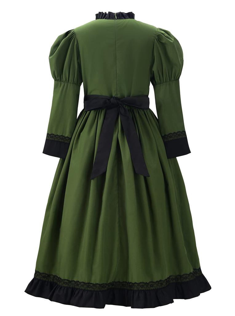 ReliBeauty Maid Costume for Halloween Princess Dress with Lace Green and Size Birthday Gift Western-Style Kids, Costume, Girls' Headband, Black, 110,