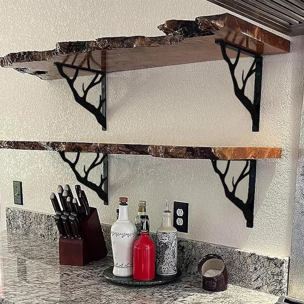 2Pcs Cast Iron Metal Shelf Brackets Tree Shaped Decorative Shelf Bracket  Home Decor