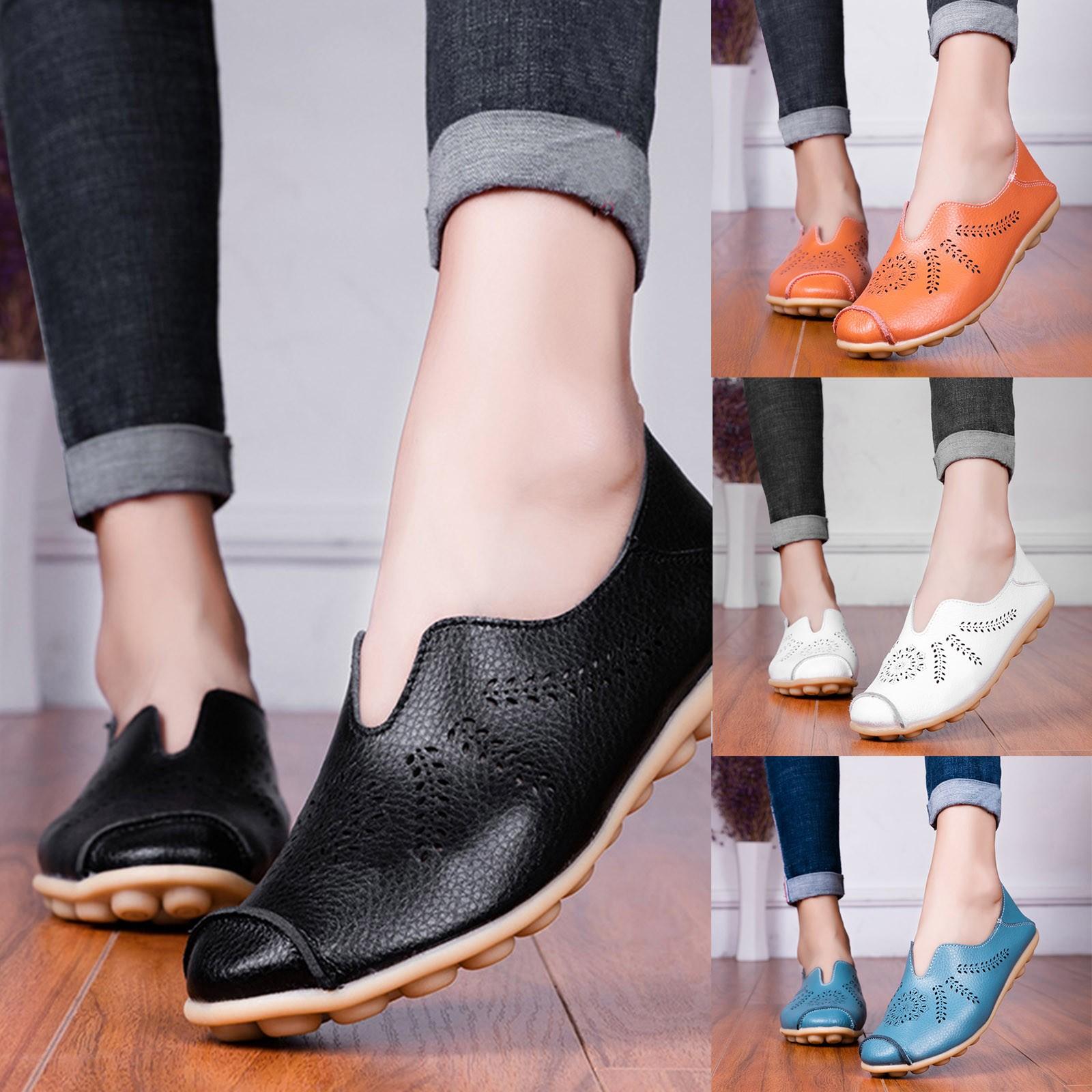 

Женские удобные кожаные полые повседневные лоферы на плоской подошве с принтом, одинарные туфли 38 чёрный