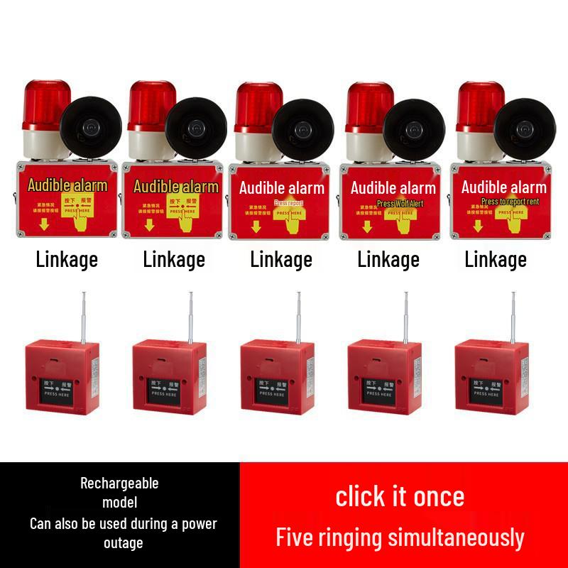 Single-Button Emergency Alarm with Sound and Light for Buildings and Rentals