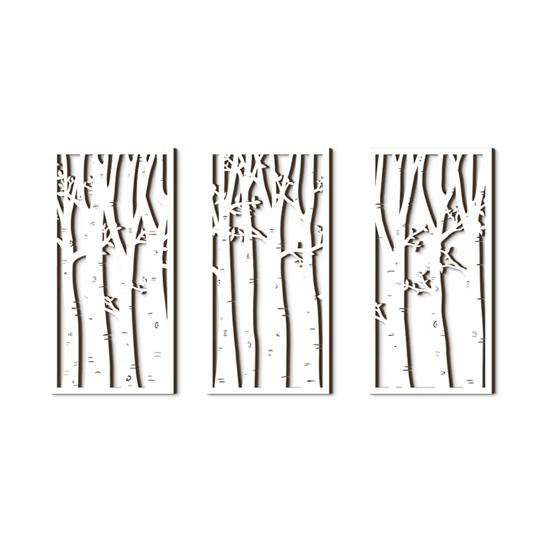 3 Pcs Boho Wood Wall Art Decor Minimalist Plants Geometric Hollow-out Hanging Ornament Abstract Wall Sculptures for Home Living Room Bedroom Kitchen