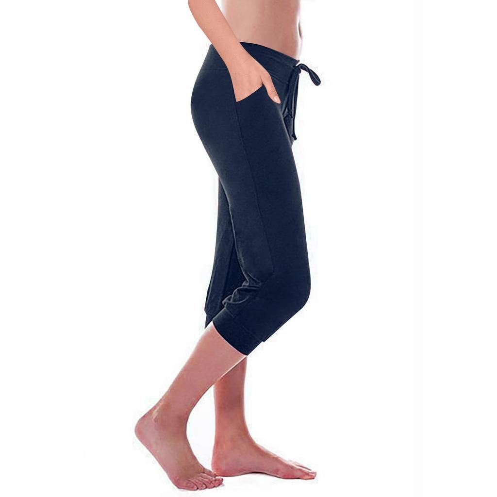 Mode Damen Yoga Einfarbig Selbst Anbau Elastische Band Taschen Hosen Hosen