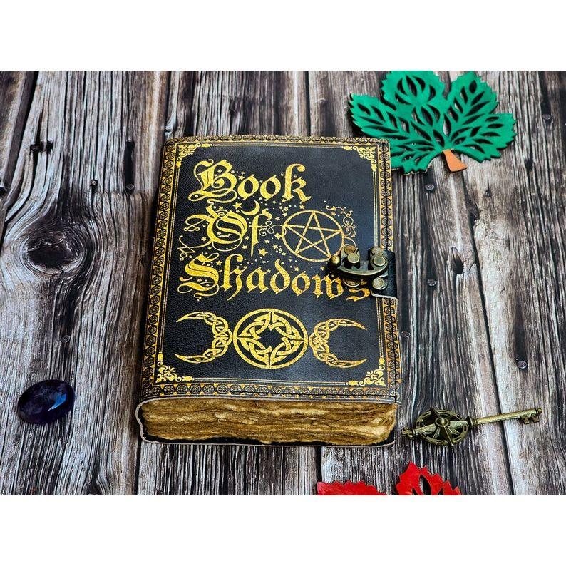 Book Of Shadows, Leather Grimoire, Leather Journal, Magic Book, Celtic journal The Morrigan, Leather book Travel notebook
