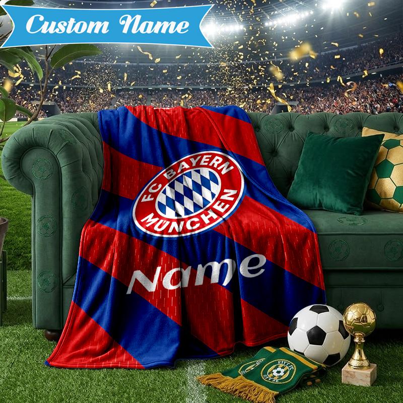 Custom Name Bayern Munich Crest Blanket Lightweight Ideal Bedding Blanket Perfect for Travel, Camping, Living Rooms, Sofas, Christmas gift