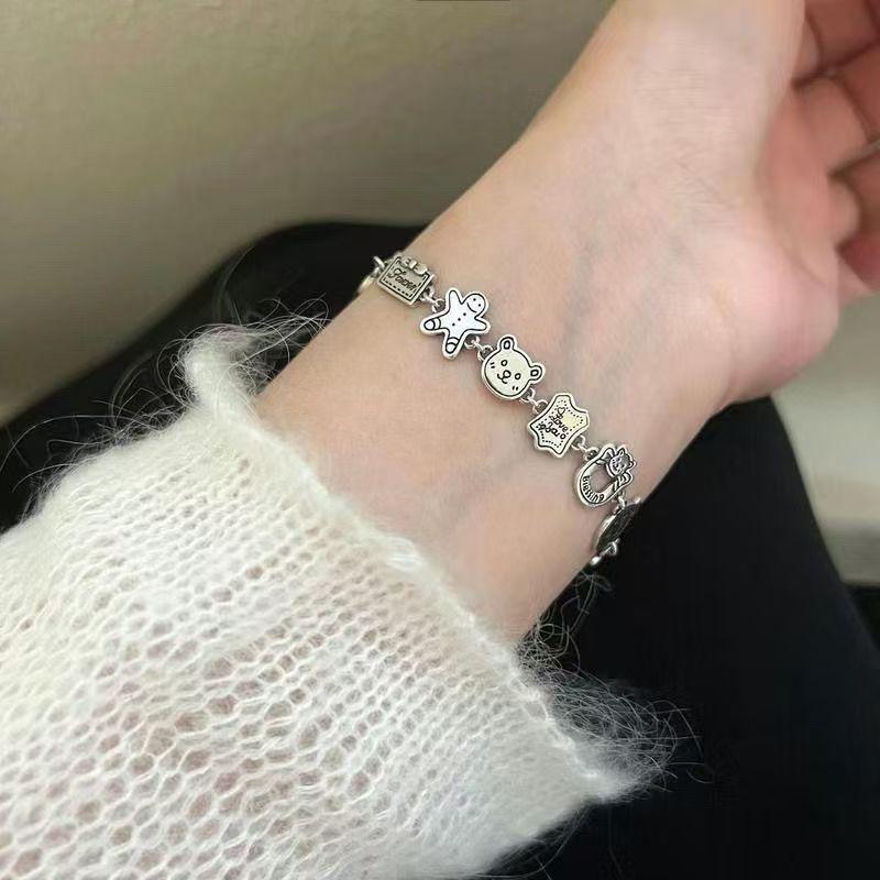 

JYL TS Bracelet Stackable Gingerbread Bear Charm Brings Warmth & Sweet Luck T403 темные пастельные голубой