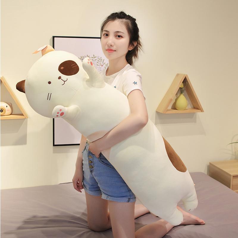 Cute Animal Cat Long Pillow Anime Soft Kitty Plush Toys Office Lunch Break Nap Sleeping Pillow Cushion Stuffed Doll For Kids
