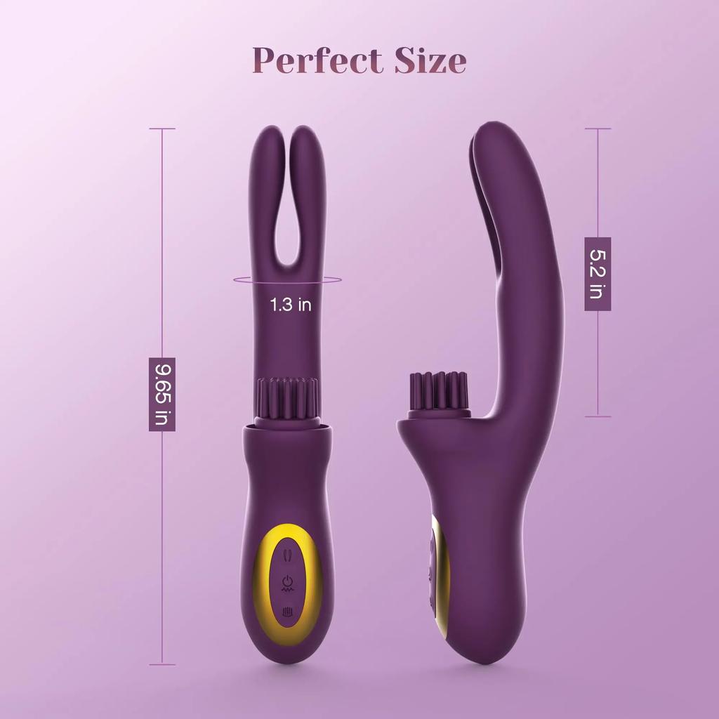 Perfect 3 IN 1 Rabbit Vibrator Clitoral Tickling 10 Vibration G Spot Clit Nipple Stimulation Female Masturbation Women Sex Toys USB Magnetic Charging