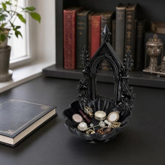 Pearlescent Jewelry Holder Texture Tray, Gothic Retro Arch Design Organizer, Tray 3D Printed Storage Box for Rings Earrings Bracelets Multi-color