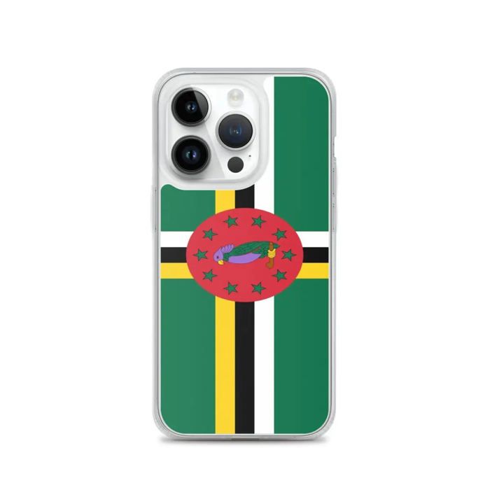 Coque iPhone - Drapeau Dominique - iPhone 14 Pro - Souple - Multicolore - Vertical