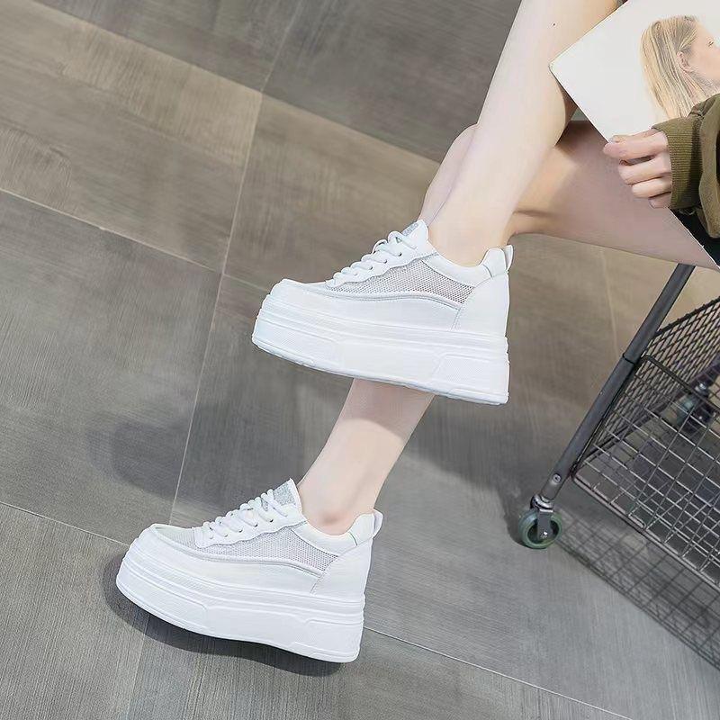 Autumn new muffin thick-soled inner height-increasing women's shoes fashionable mesh casual sports shoes breathable
