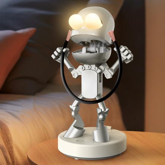LED Night Light Cute Cartoon Robot Desk Lamp Dimmable Flicker Free USB Rechargeable Bedside Lamp Bedroom Decor