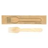 Kyushu Paper Co., Ltd. Wood Cutlery, Kraft Forks, Paper Wrapped, Pack of 100, Individually Wrapped, Disposable, Eco-Friendly, Ideal for Cafes, Outdoor