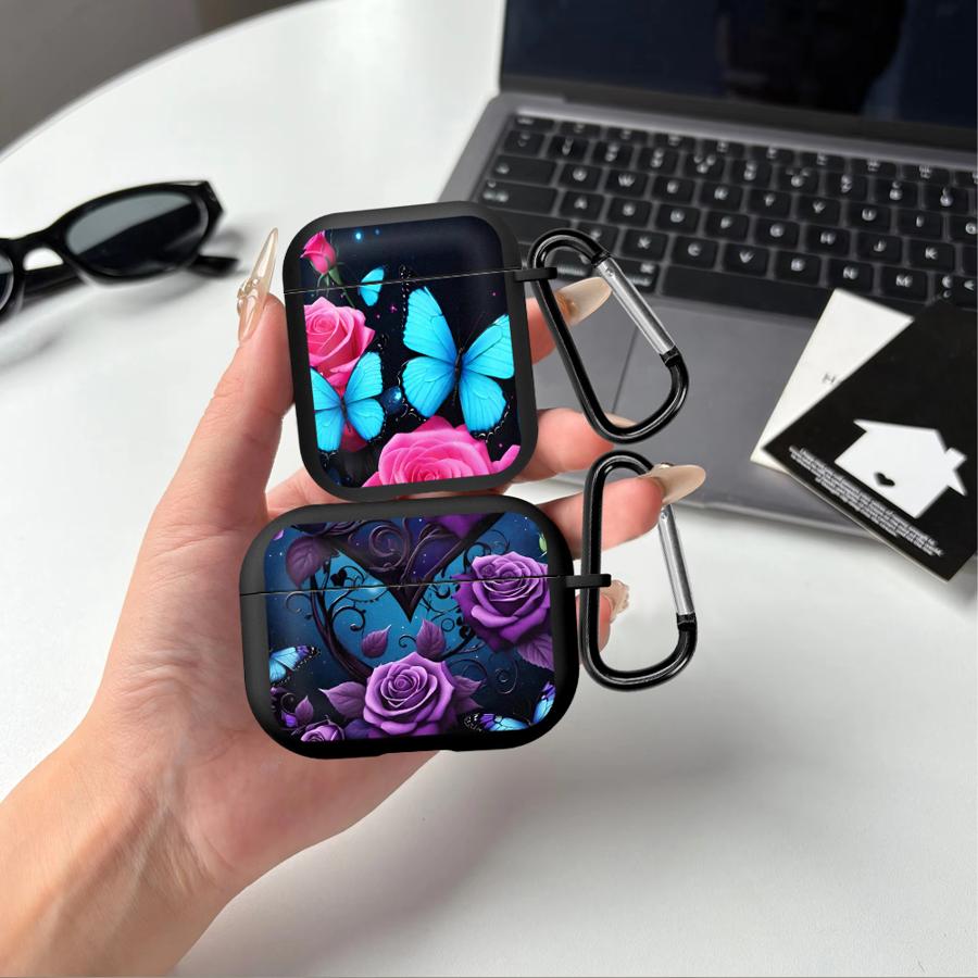 Purple Flowers Earphone Cases Cover Case For Airpods Pro2 Pro Pro3 4 3 1 2