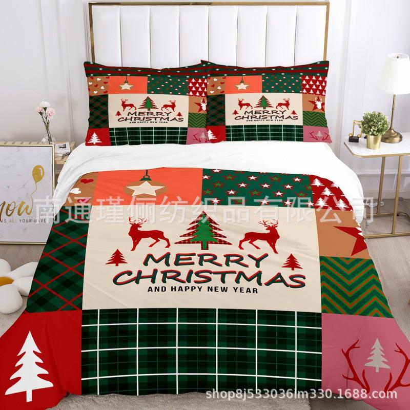Christmas Bedding Set 3/4 Pcs Microfiber Duvet Cover Pillowcases 1.8m Bed