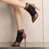 Custom Peep Toe Boots Sandals for Women Fashion Lace Patchwork Summer Women's Shoes Ladies Party Shoes 10.5CM Thin Heels WSH5266