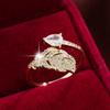 Elegant Zircon Teardrop Leaf Ring - Adjustable, Versatile Design for Index or Tail Finger