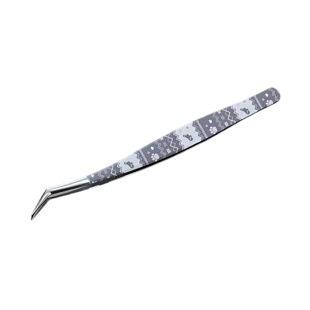 Stainless Steel Curved Stickers Tweezers High Precision Cartoon False Eyelash Tweezers Anti-static Bean Tweezers