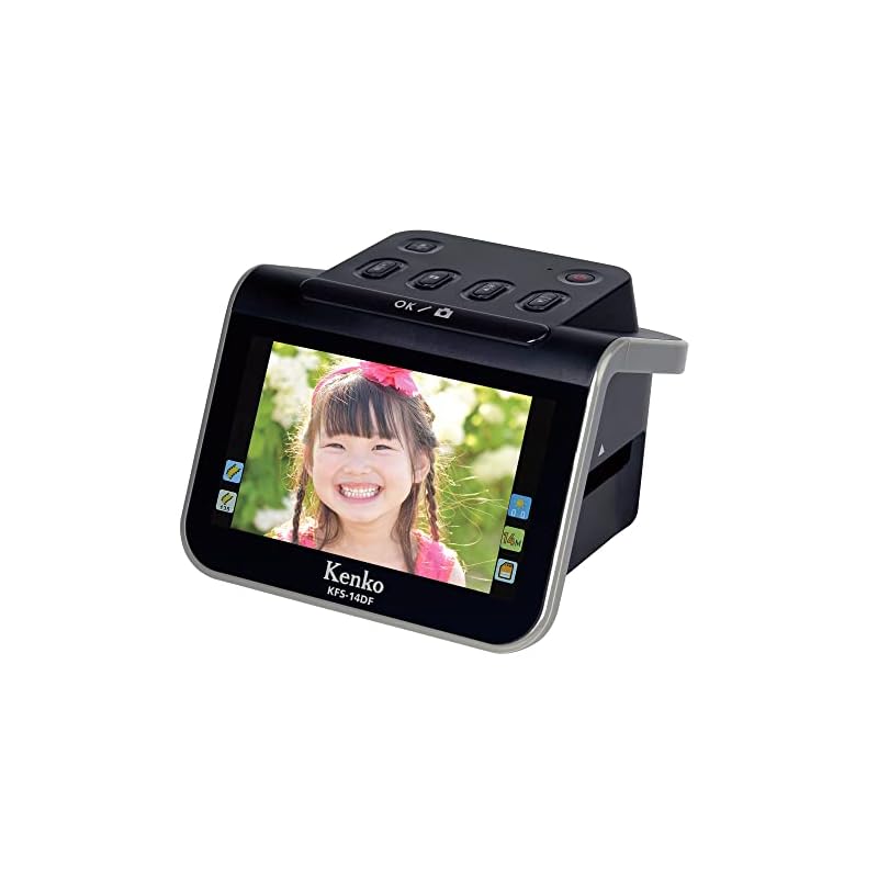[Kenko KFS-14DFST Film Scanner with LCD Protector Set] Supports 35/110/126 film, 12.4 million effective pixels, 5.0-inch IPS LCD, SDHC card slot, USB