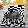 1PC Checkerboard TunnelOutdoor Flannel Blanket - Soft Plush Decor for Picnics, Camping, Bedroom, Playroom, Office, or Lunch Break 1338A