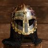 Medieval Knight Viking Helmet with Chainmail LARP Reenactment Armor Gift