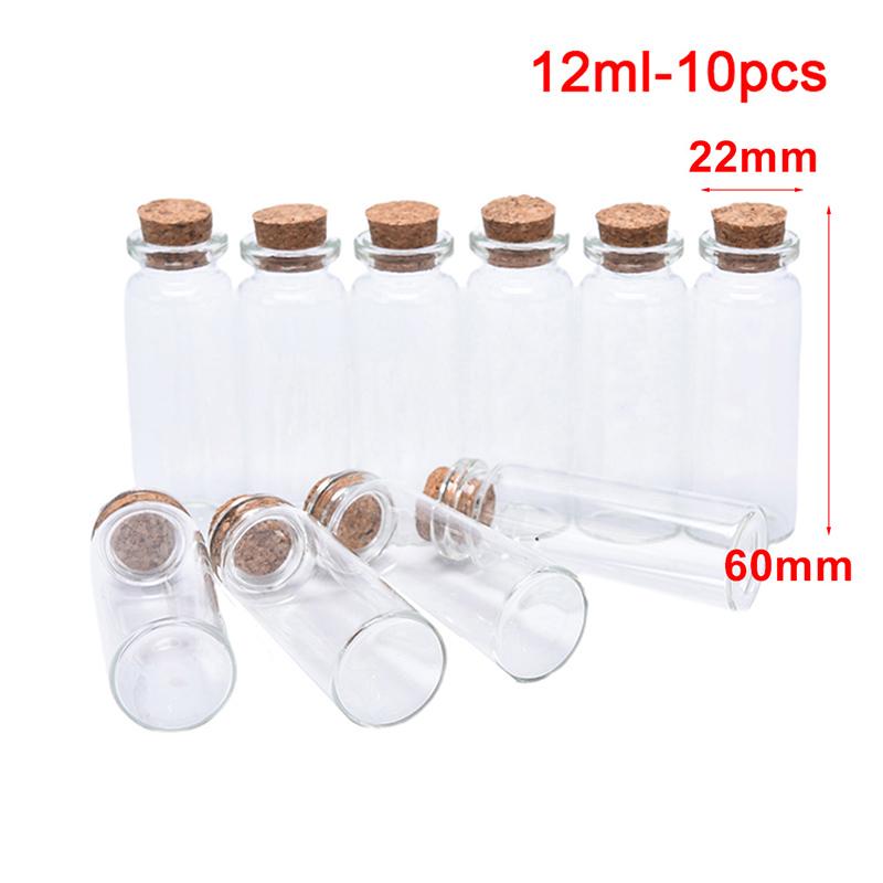10 Stück Mini Klare Glasflaschen mit Kork Gewürz Nachrichtenfläschchen Leere Wunschflasche DIY Treibende Leere Winzige Gläser Party Dekorationen