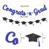 Congrats Grad Congratulations Decorations Banner Pre-Strung Glitter Blue Graduation Class of 2026 with Tassel Decor College High School Party Favors