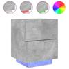Nightstand With LED, Concrete Gray, Wood-Based Material