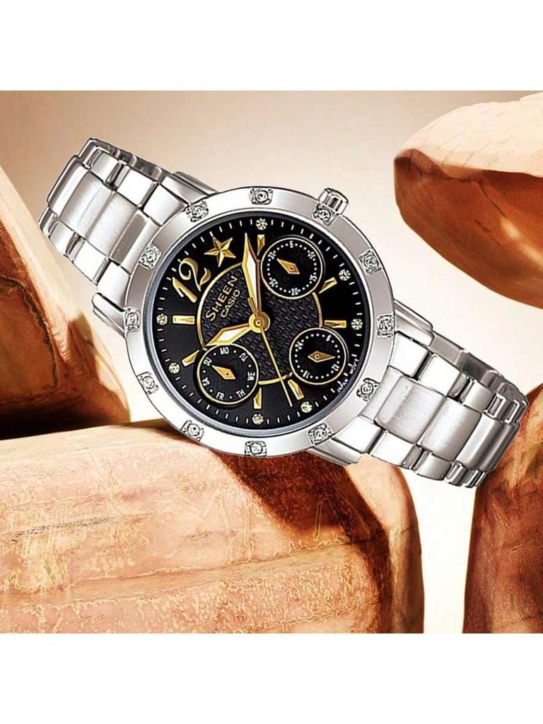 Casio Sheen Series Men's Analog Multicolor Dial Watch - Multifunctional Diamond-Accented Scratch-Resistant Crystal, Model: SHN-3020D-1ADR