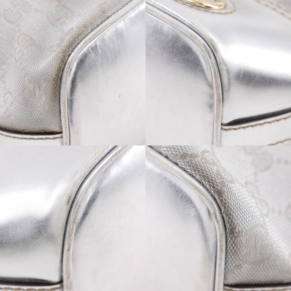 Gucci Interlocking G Shoulder Bag 182491 Silver GG Canvas Women Used