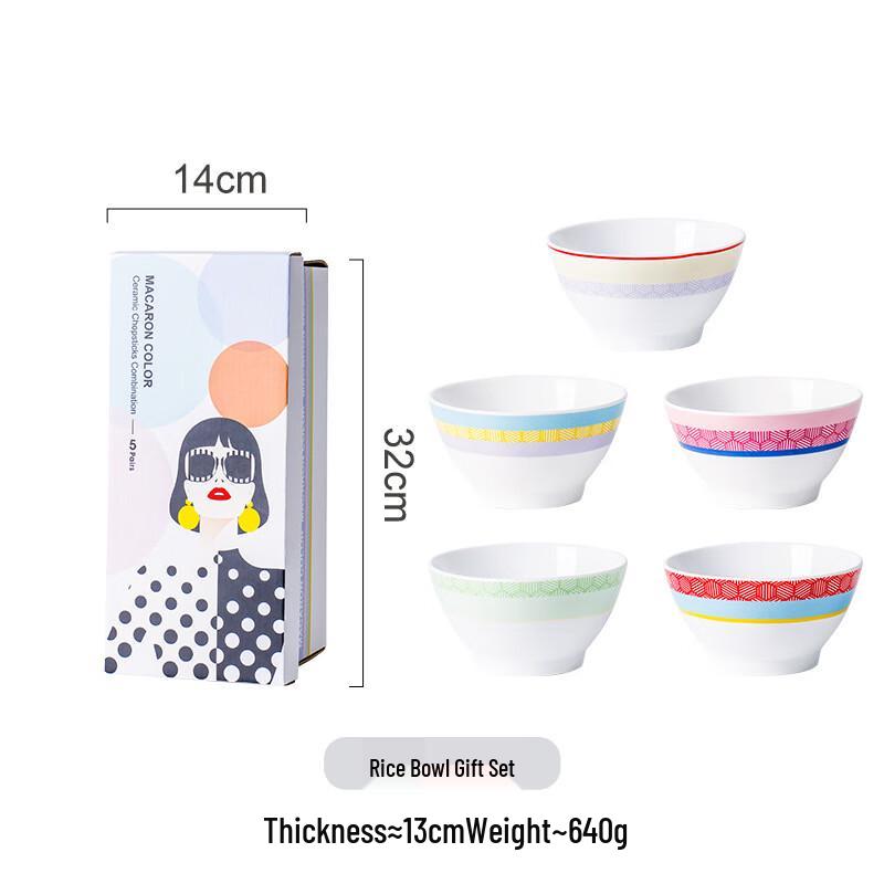 

Aiqiyi Macaron Ceramic Bowl Set 5 Bowls