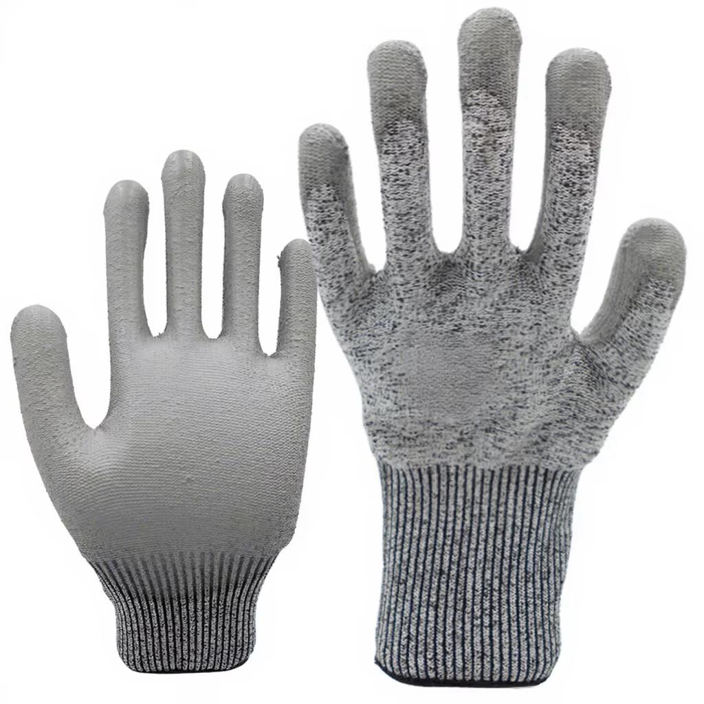 5-level Anti Cutting Gloves with PU Coated Palm Anti-static High-strength Durable Wear-resistant and Anti slip Gloves (Multicolor,M)