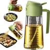 Thickened Glass Oil Bottle: Integrated Spray and Pour, Automatic Atomization, Leak-Proof, Large Capacity for Kitchen Use