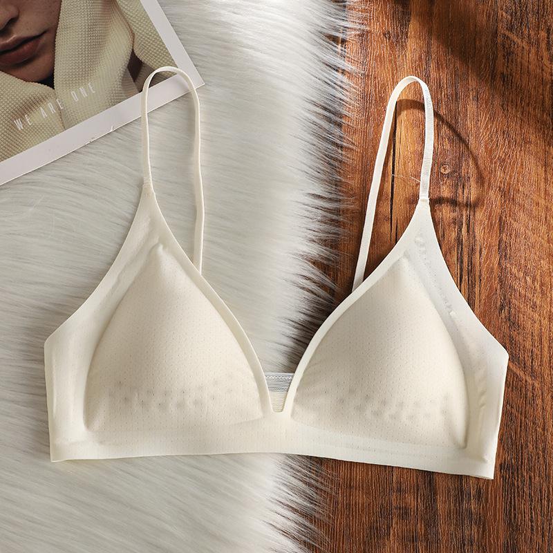 Original, seamless thin ice silk cool and breathable small-breasted underwear for women without steel ring anti-sagging breast bra cover