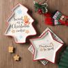 3D Pine Christmas Plate Gold Hand Painted Ceramic Dessert Tray for Party Decoration