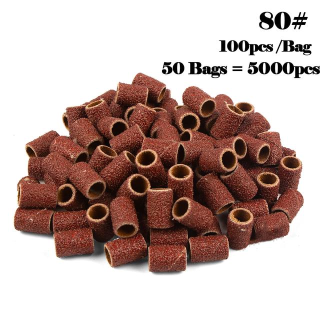 5000pcs Nail Art Sanding Bands 80# 120# 180# 240 Grinder Band for Manicure Drill Machine Removing Gel Varnish Pedicure