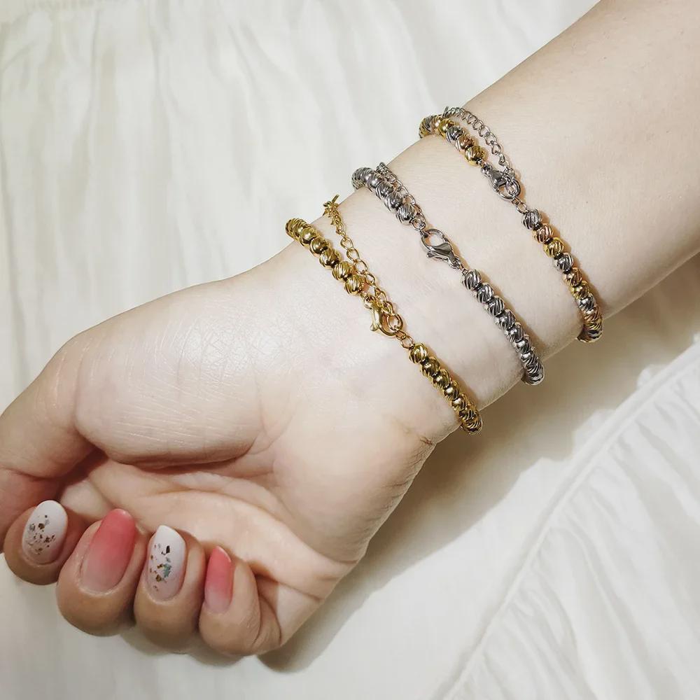 Bransoletki koralikowe AMZ ze stali nierdzewnej: Trwała, odporna na blaknięcie, wysokiej jakości, zmywalna biżuteria damska