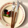 304 Stainless Steel Tableware Set Wood Grain Plastic Handle Knife Fork Spoon Reusable Camping Picnic Cutlery Set Dishwasher Safe