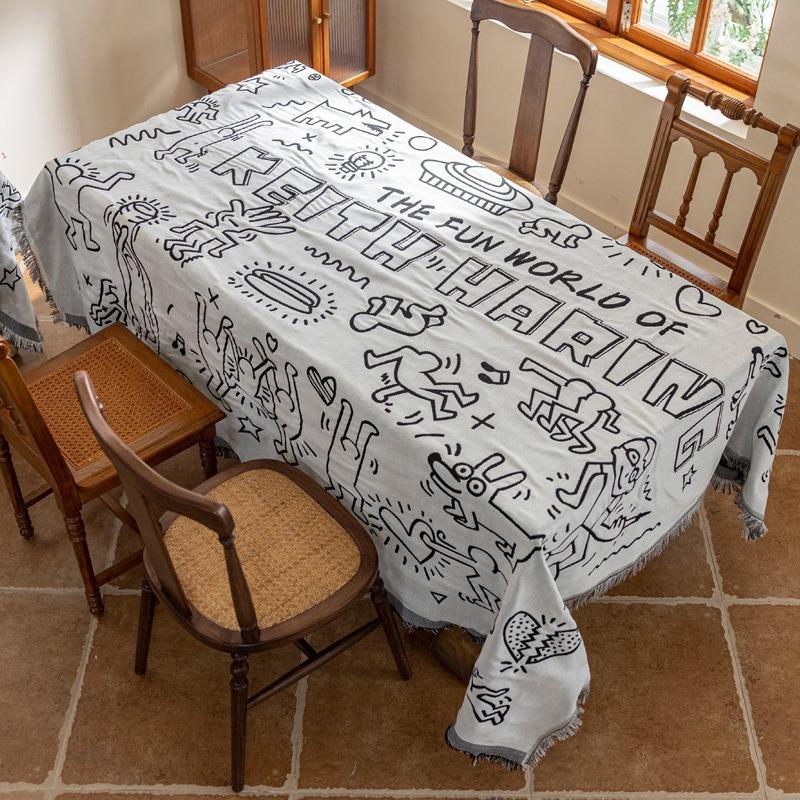 Table Cloth Rectangle Table, Heavy Duty Cotton Linen Tablecloths Farmhouse Tablecloth, Soft and Wrinkle Free Table Cover with Tassels