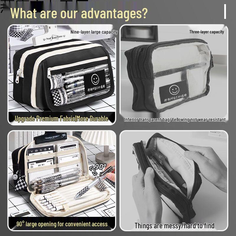 Large Capacity Transparent Pencil Case for Girls and Boys - New Style for Junior High Students