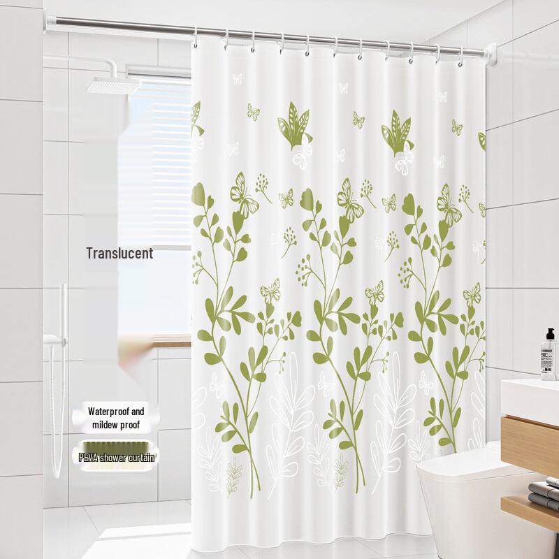 LIEI Punch-Free PEVA Waterproof Shower Curtain
